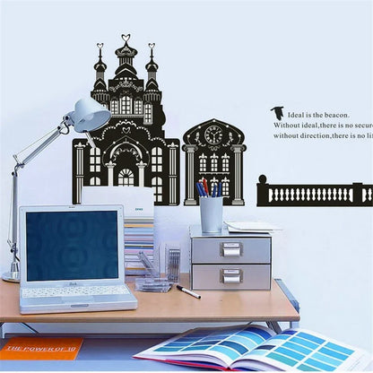 Creative Black Castle Street Light Wall Stickers Ay1915