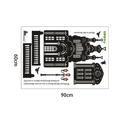 Creative Black Castle Street Light Wall Stickers Ay1915