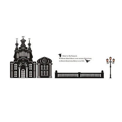 Creative Black Castle Street Light Wall Stickers Ay1915