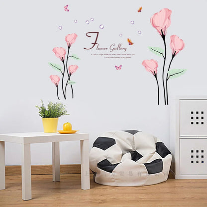 Pink Calla lily wall sticker PVC Material DIY art wall decals For Living room bedroom sofa background wall home decor sticker ay9211