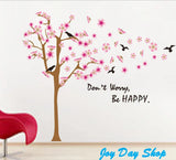 🏠Good design, Taiwan ready stock, fast shipping, pink flowers, big trees, bird silhouettes, DIY removable wall stickers, wall stickers, wallpapers, glass stickers, window stickers, store decoration layout JM7228