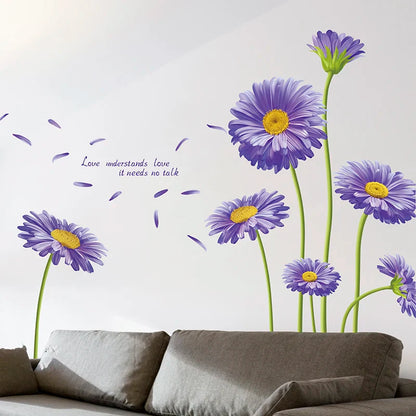 Purple Flower Plants Wall Sticker