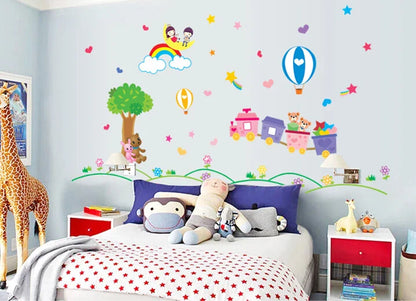 Wall Stickers Cartoon Train Rainbow Kids Playing Stickers  Abc1011