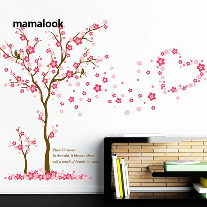 Pink Plum Blossom Tree Love Wall Stickers xh9268