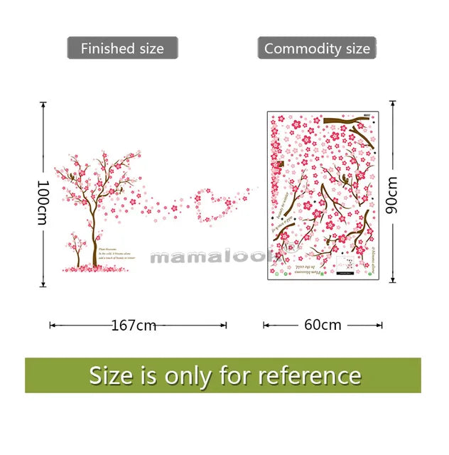 Pink Plum Blossom Tree Love Wall Stickers xh9268