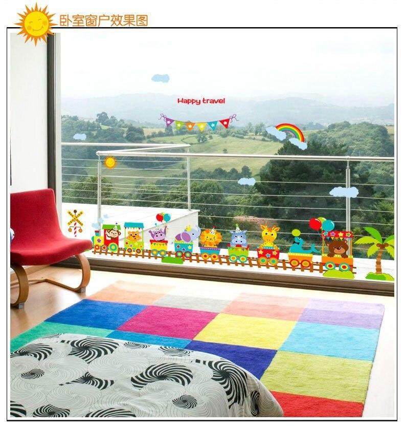 Sk9011 Cartoon Animal Train Wall Sticker