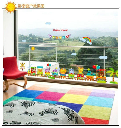 Sk9011 Cartoon Animal Train Wall Sticker