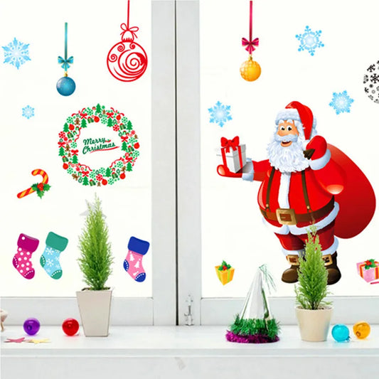 Santa Claus Christmas decoration glass doors windows of shops removable wall stickers Decoration AY226B 60*90 - AliExpress
