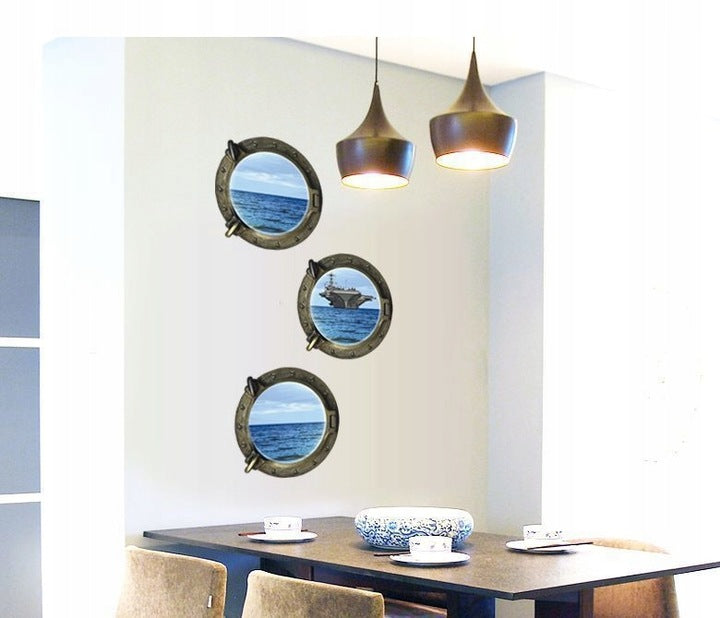 Aircraft Carrier Window View Murals Wall Decals Removable Wall Stickers Arts Wallpaper