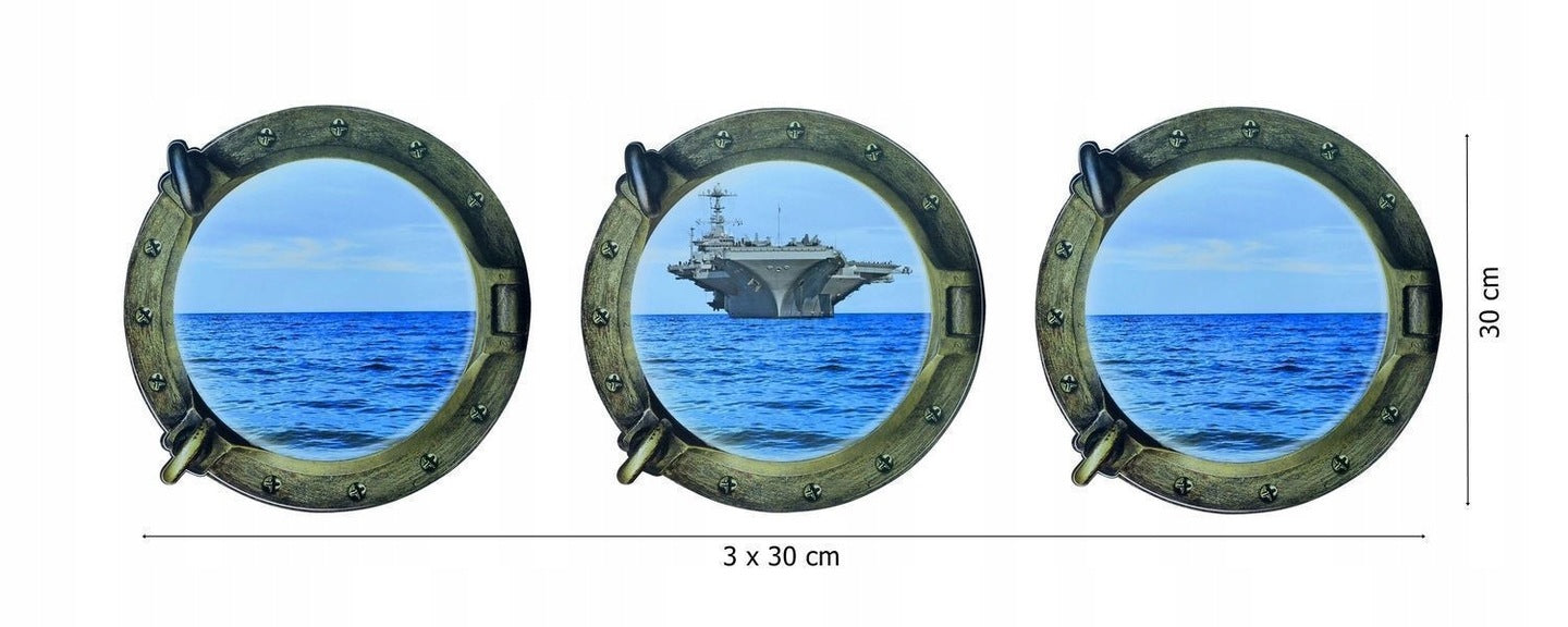 Aircraft Carrier Window View Murals Wall Decals Removable Wall Stickers Arts Wallpaper