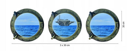 Aircraft Carrier Window View Murals Wall Decals Removable Wall Stickers Arts Wallpaper