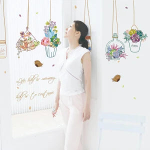 Sk7057 Hanging Basket Potted Wall Sticker
