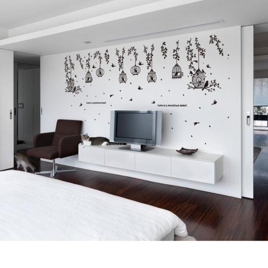 Sk7130 Silhouette of Black Birdcage Wall Sticker