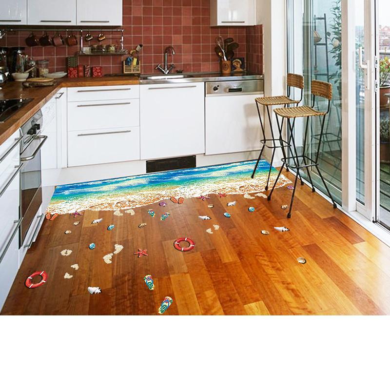 The SK9174N blue beach nano waterproof and oil-proof wall is attached to the porch bedroom floor seamless patchwork sticker PVC