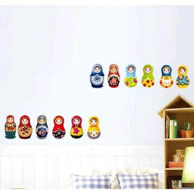 15pcs Russian Matryoshka Dolls Wall Stickers