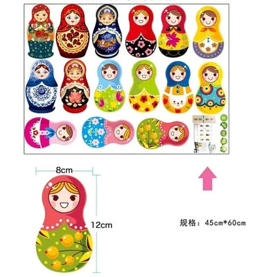15pcs Russian Matryoshka Dolls Wall Stickers