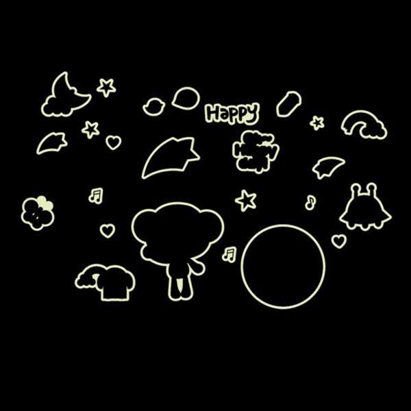 Cortina 25 cm Night Cartoon Radium Theme Vinly Wall Stickers Multi Color Glow in the Dark Sticker