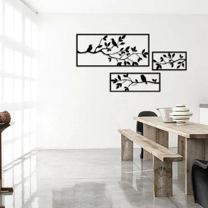 Branches of a tree with birds 3 Panels