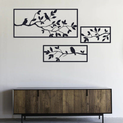 Branches of a tree with birds 3 Panels