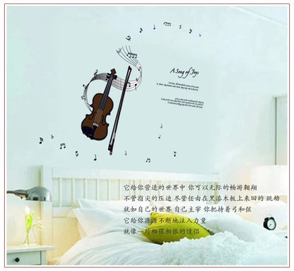 Violin wall stickers Musical decoration music musician minstrel decoration kids room decoration AY7180
