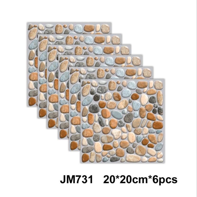 Waterdichte Tegels Steen Behang Stickers Badkamer Keuken Muur Trim Line Plint Grens 3d Zelfklevende Mozaïek Sticker J731 Wall Tiles 8"x8" (6 Sheets) JM731
