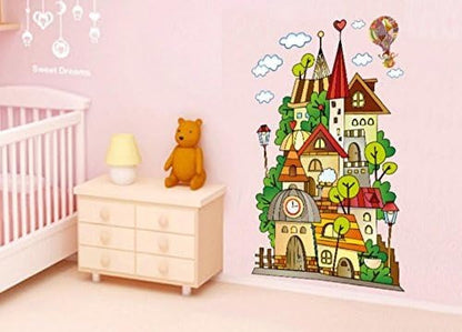 Children's room layout Wall Sticker Cartoon Children'S Paradise Dream Castle Wall Stickers Home Decoration Kids Bedroom Kindergarten Removable Self-Adhes Ay1910  Size: 60x90