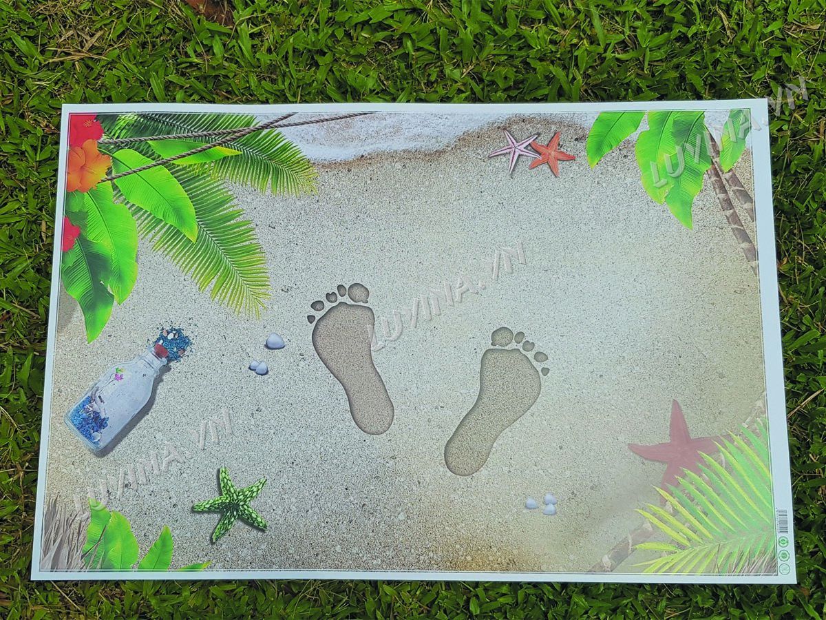 3D solid beach footprints, floor stickers, door mats, PVC waterproof XH9298