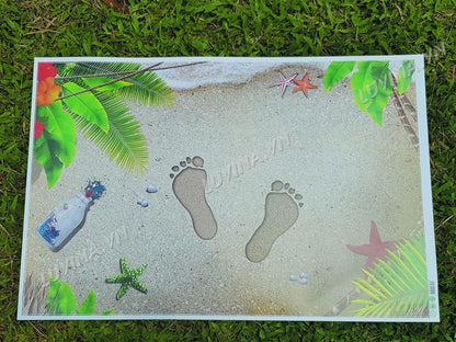 3D solid beach footprints, floor stickers, door mats, PVC waterproof XH9298