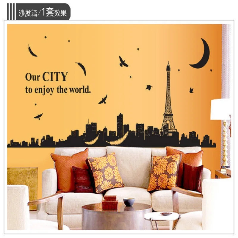 City Wall Stickers Home Decor Waterproof Removable Stickers