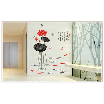 Ailian Said' Lotus Flower Chinese Style Wall Stickers Wall Decal DIY PVC for kindergarten Living Room Children's Room TV Sofa Background Wall Art Decors