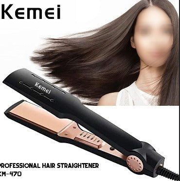 Kemei Km-470 - Professional Hair Straightener - km 470 - Black Titanium Golden Plate with digital temperature control  khsbkz2d-8