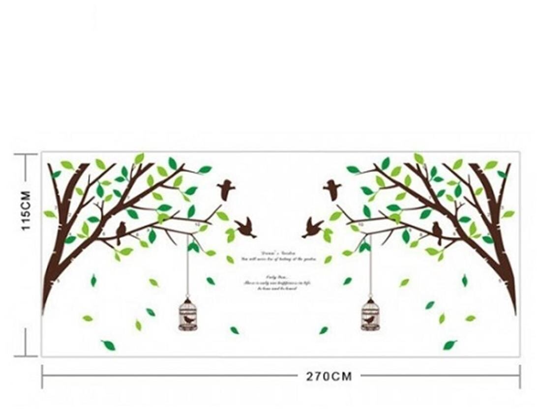 AY205ab  two-sided bird cage green leaves trees of TV background wall stickers room living room sofa bedroom retail