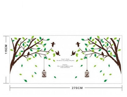 AY205ab  two-sided bird cage green leaves trees of TV background wall stickers room living room sofa bedroom retail