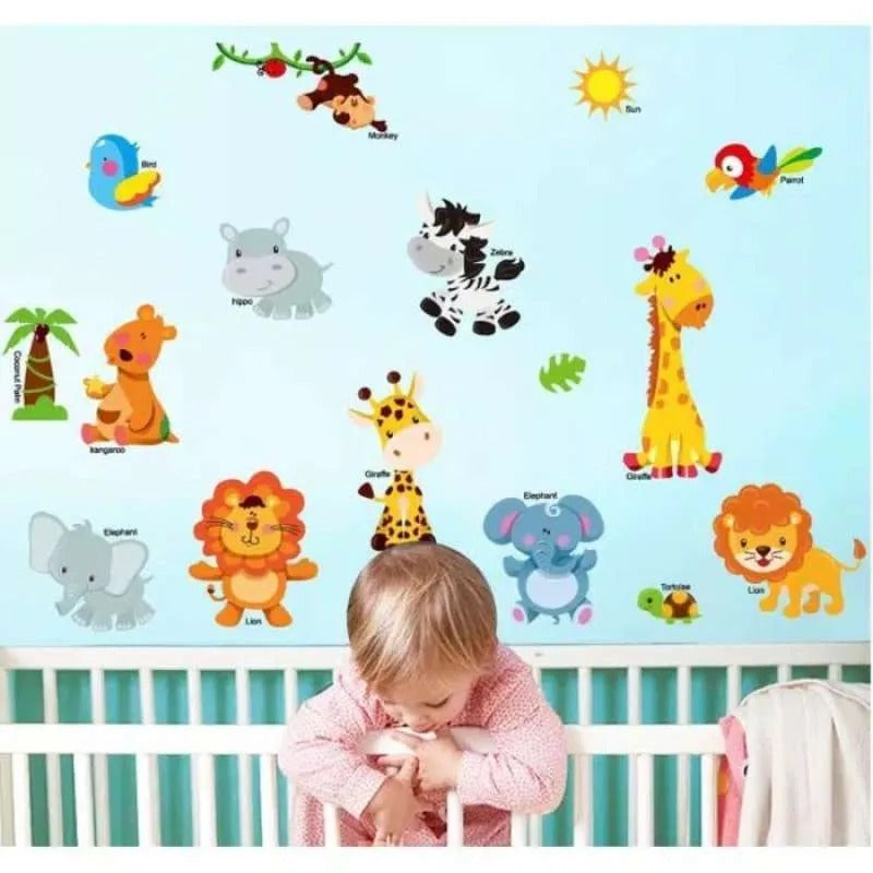 SAMHEZ SK9267 CUTE ANIMAL WITH NAME 60X90 WALLSTICKER STIKER DINDING WALLPAPER WALSTICKER