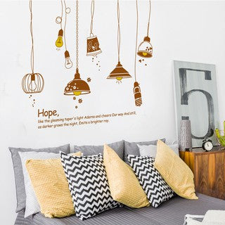 Lamp Coklat Stiker Dinding Wallpaper Dekorasi Ruang Wall Sticker JM7176