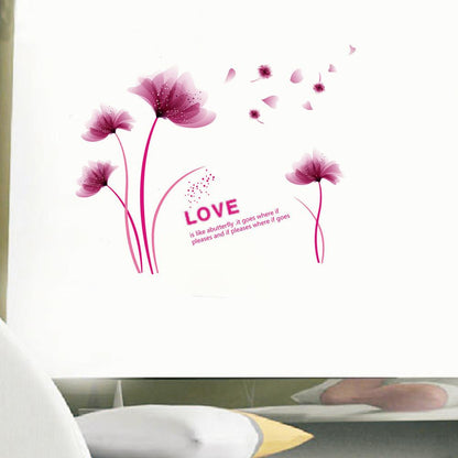 Purple Romantic Blooming Flowers Decorative Wall Stickers