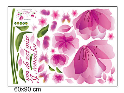 Sk9117 Pink Flower 3D Wall Sticker