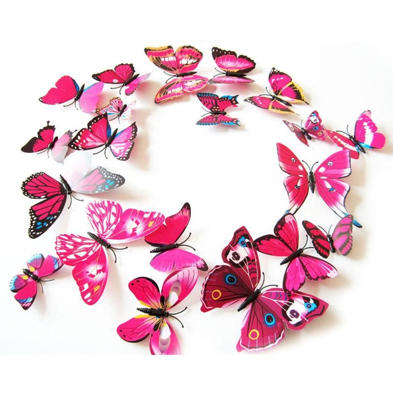 12 Pcs Butterfly Wall Stickers Decoration Magnet Butterflies on the wall DIY Wallpaper 3D PVC