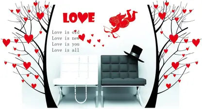 Ay863  Oren Empower 90 cm Valentine special red love tree wall sticker for your loved once Self Adhesive Sticker  (Pack of 1)