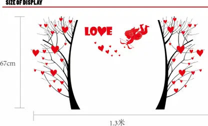 Ay863  Oren Empower 90 cm Valentine special red love tree wall sticker for your loved once Self Adhesive Sticker  (Pack of 1)