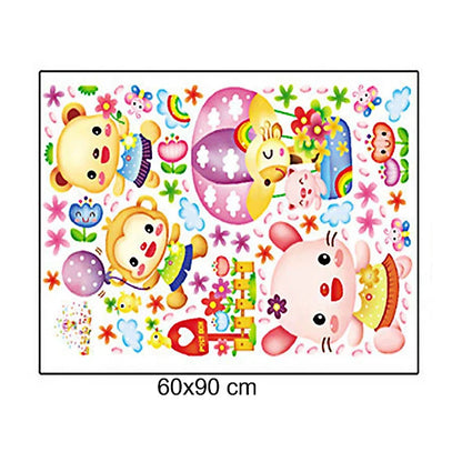 cute pink animal wall decal for kids abc1032