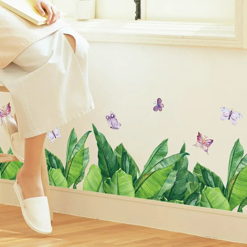 SECU-STAR Green Plant Wall Paper Bedroom Living Room Cabinet Wallpaper Aisle Shop Glass Window Door Cabinet Decoration Wall Sticker