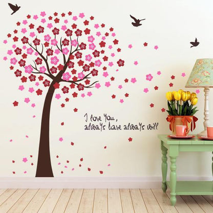 Ay9026a B Red And Blue Background Products Korean Pink Cherry Tree Bedroom Wall Stickers