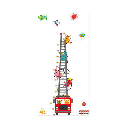 MJ8020 Fire Truck Wall Sticker Removable Height Sticker Cartoon Wall Decals Home Decor for Kids Room