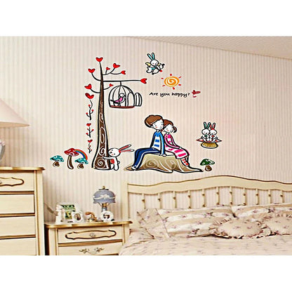 Wall decal two lovers leaning back ay924