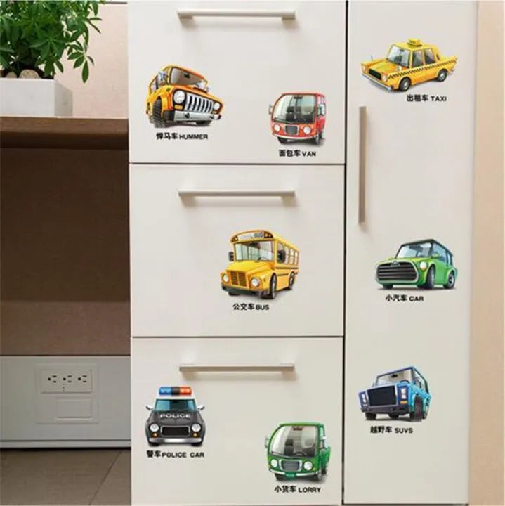 Cartoon Animal Car Wall Sticker for Bedroom Kindergarten Wall Decor Xh 3216