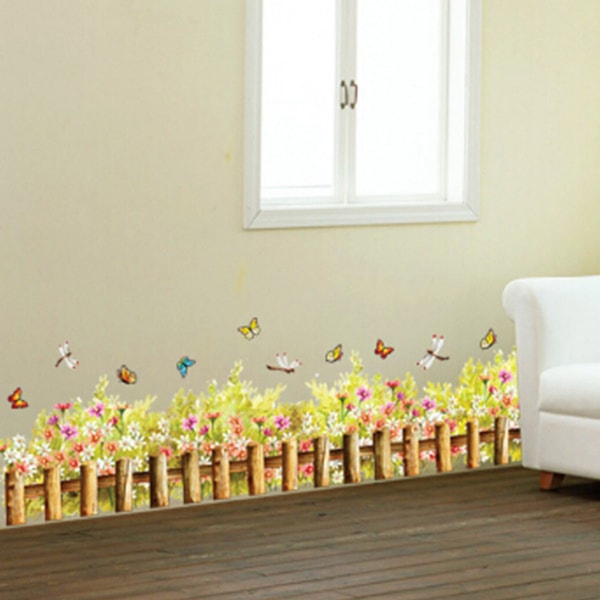 Cozy wall sticker with a small fence, flowers, butterflies etc. size 50x70 am7077