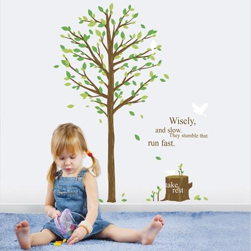 Wall Stickers - Tall Trees and Birds - Removable, Self-Adhesive Wallpaper Stickers - Plants, Trees, Flowers size 50x70 dm570075