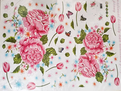 Wall stickers, Folina, floral decoration with pink peonies Ay9120