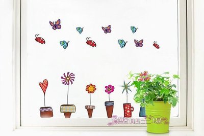 Ay947 Cute Flower Wall Sticker Kitchen Window Sticker Butterfies Wall